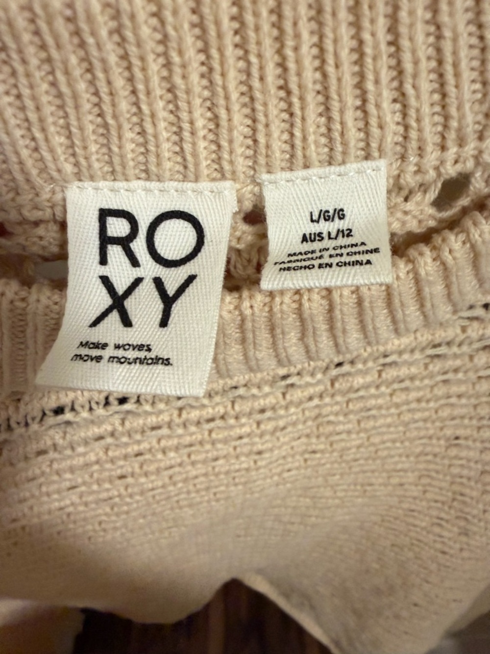 Roxy California Lover Open Stitch Sweater - Tapioca - Size L - Picture 9 of 9